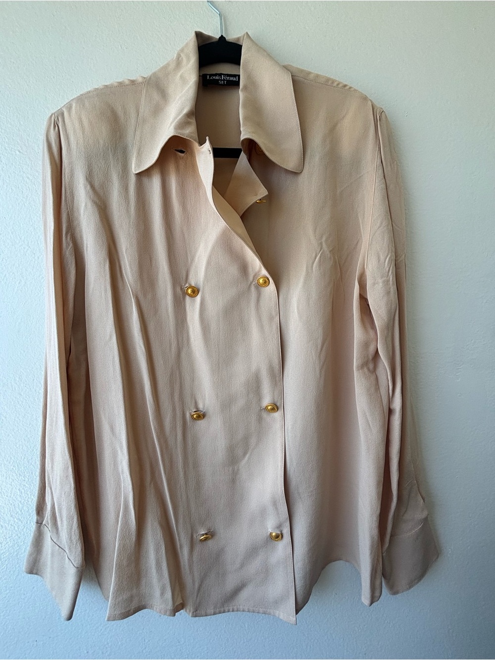Louis Feraud Cream Double-Breasted Trench Jacket